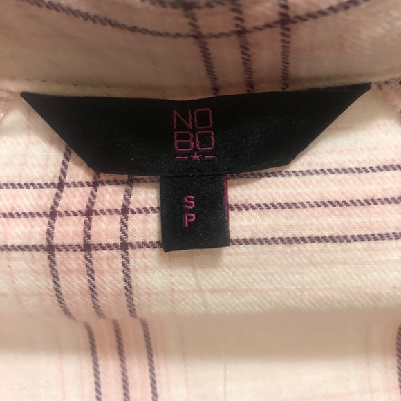 NEW small cotton plaid pink long sleeved shirt , high low style NWT - Picture 2 of 4